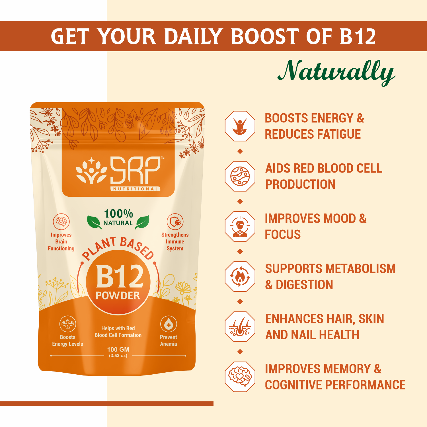 Plant-Based Vitamin B12 Powder | Natural & Vegan | SRP Nutritional - Image 4