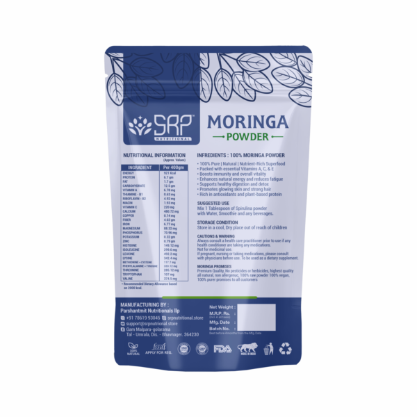 Moringa Powder | 100% Natural & Nutrient Rich | SRP Nutritional