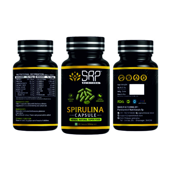 Spirulina Capsules | Original Green Superfood | SRP Nutritional