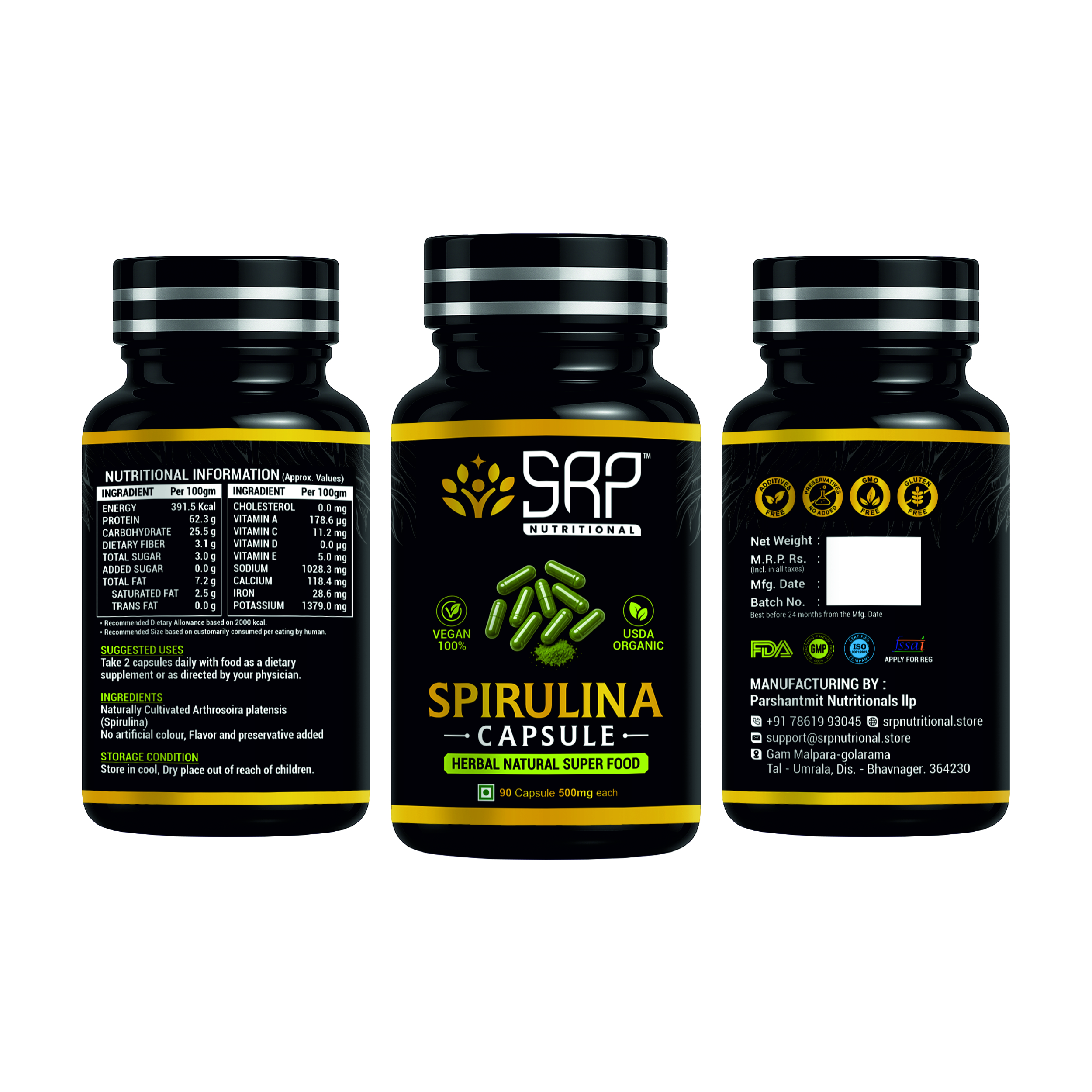Spirulina Capsules | Original Green Superfood | SRP Nutritional - Image 2
