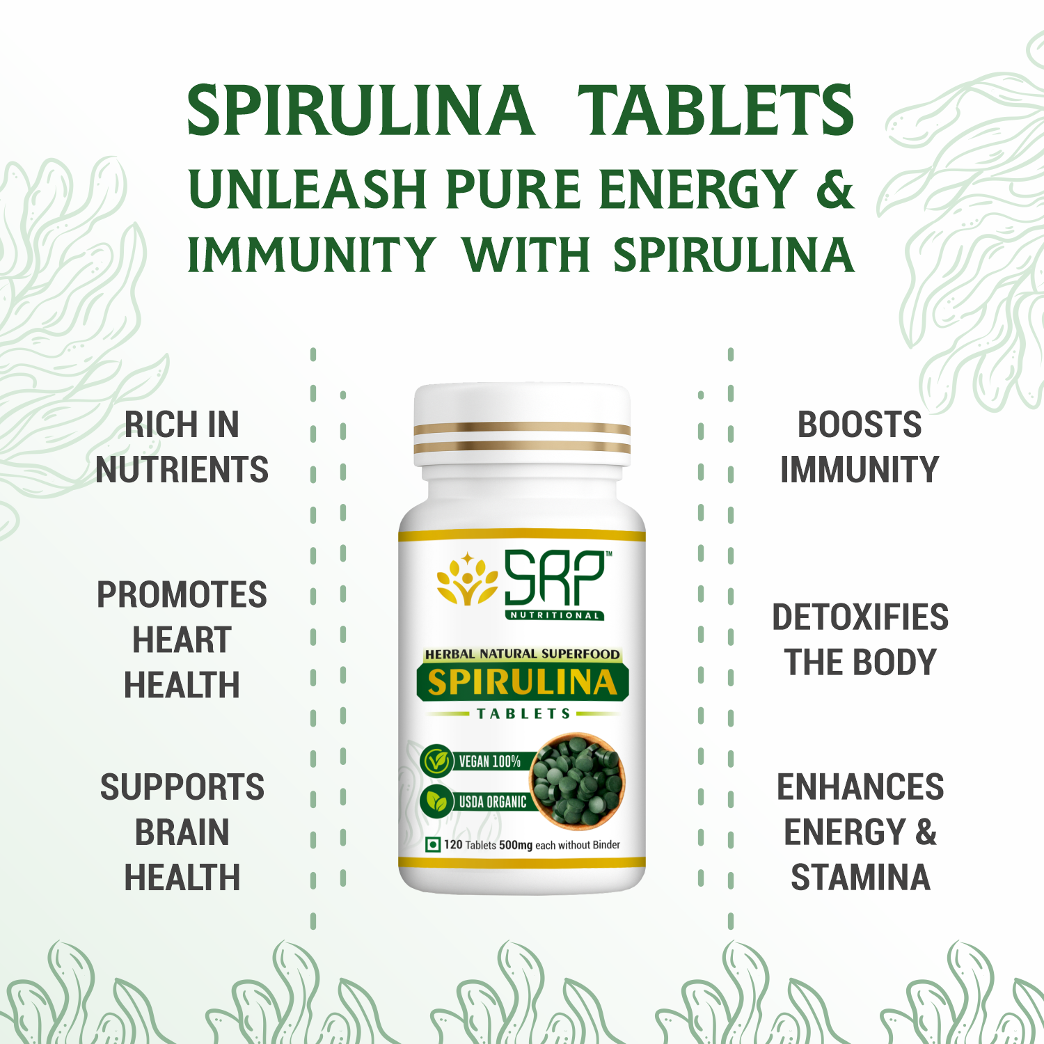 Spirulina Tablets | 100% Pure & Lab Tested | SRP Nutritional - Image 6