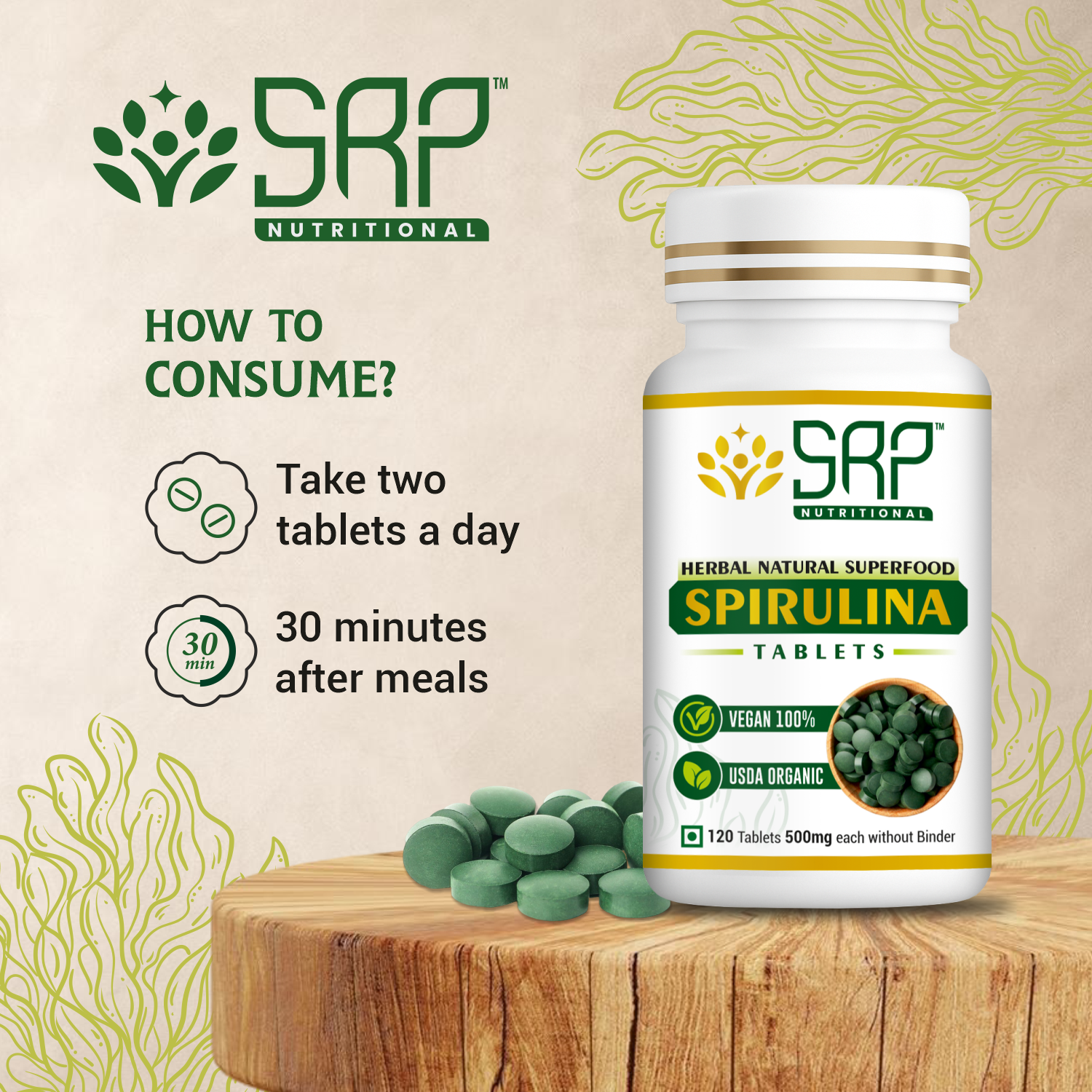 Spirulina Tablets | 100% Pure & Lab Tested | SRP Nutritional - Image 4