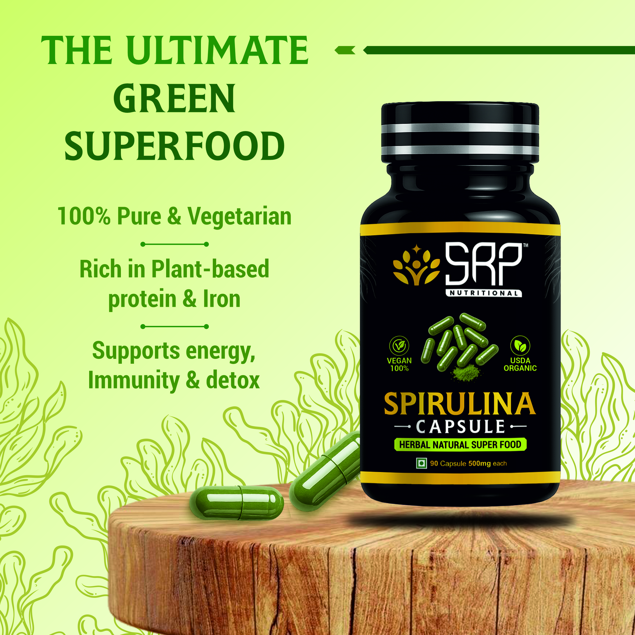 Spirulina Capsules | Original Green Superfood | SRP Nutritional - Image 4